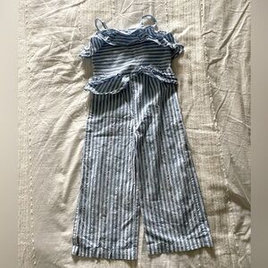 Genuine Kids 4T blue and white stripes romper